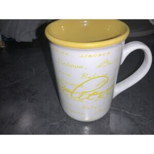 Gibson Everyday Stoneware Believe, Coffee Tea Cup Mug YELLOW, 14 oz